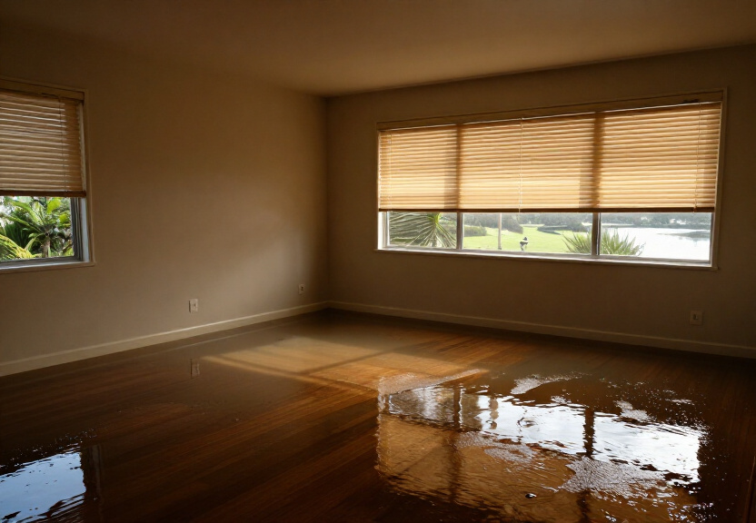 Waterlogged basement in Wareemba before drying