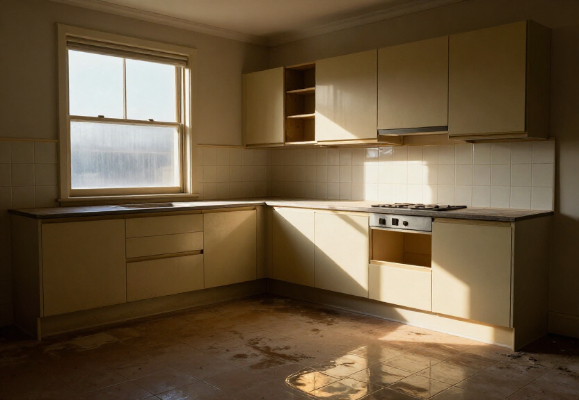 Restored kitchen in Wareemba after flood restoration